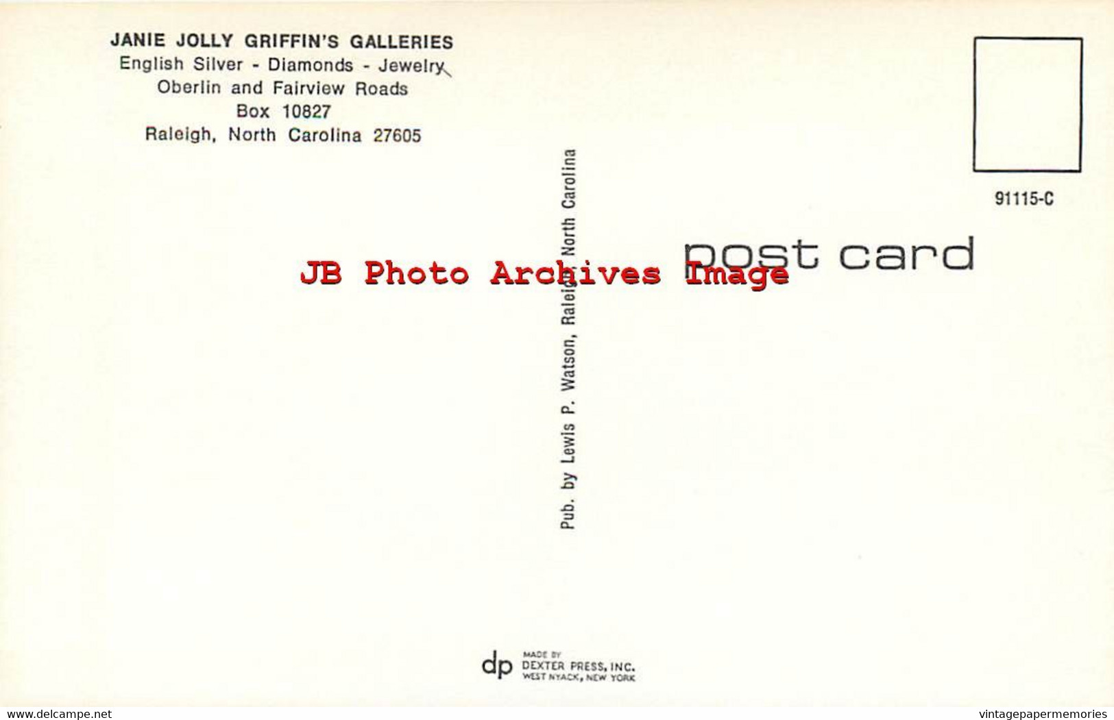 307501-North Carolina, Raleigh, Janie Jolly Griffin's Galleries, Store Interior, Dexter Press No 91115-C - Raleigh