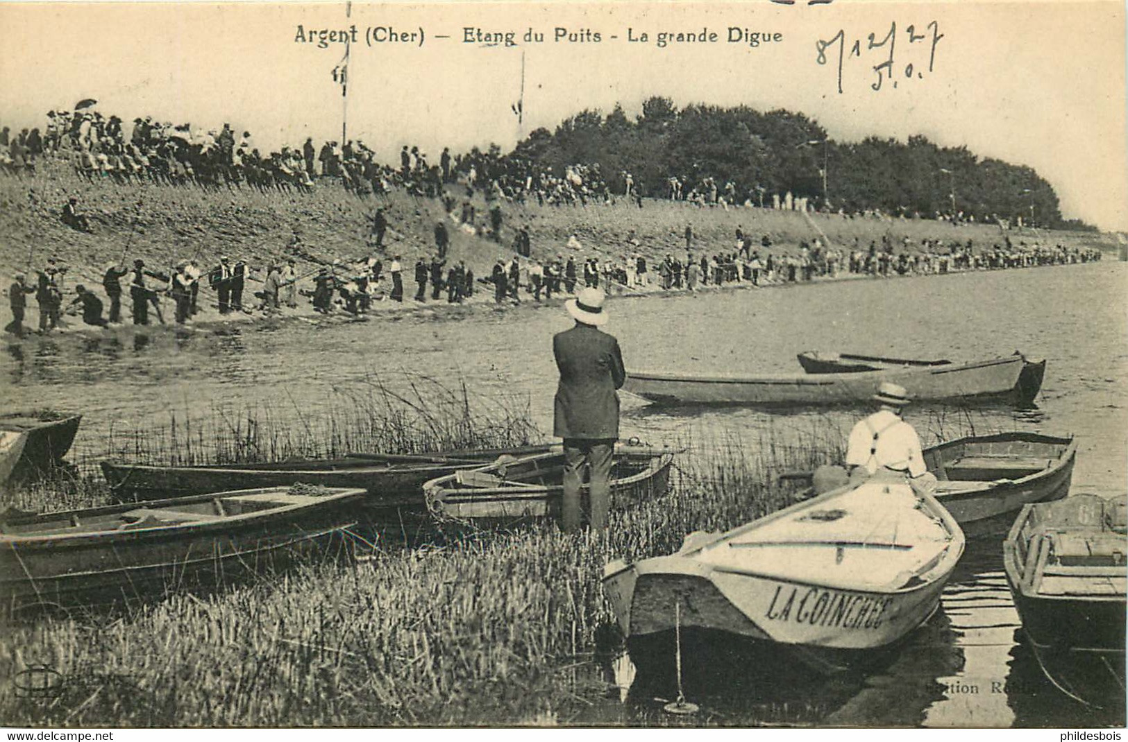 CHER  ARGENT SUR SAULDRE  étang Du Puits La Grande Digue (pecheurs ) - Argent-sur-Sauldre