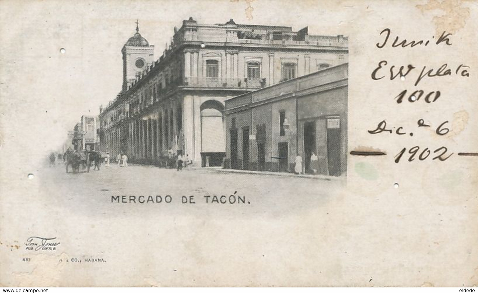 Pionnière Habana Mercado De Tacon 1902  Worm Holes . Back Damaged - Cuba