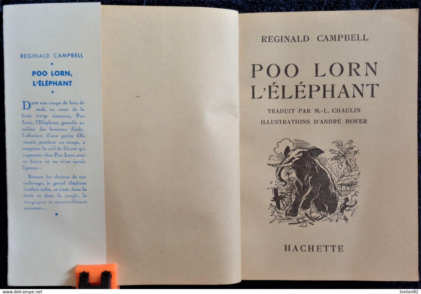 Reginald Campbell - POO LORN L' Éléphant - Hachette - Bibliothèque De La Jeunesse - ( 1951 ) - TBE . - Bibliotheque De La Jeunesse
