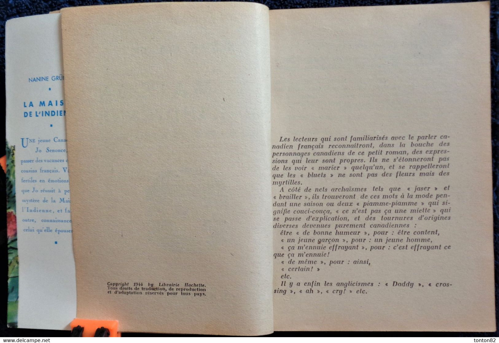 Nanine Grüner - La Maison De L' Indienne - Hachette - Bibliothèque De La Jeunesse - ( 1952 ) - TBE . - Bibliothèque De La Jeunesse