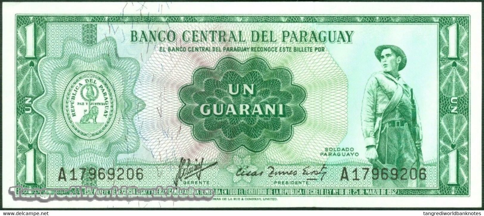 TWN - PARAGUAY 193a2 - 1 Guaranie L.1952 (1963) Prefix A UNC - Paraguay