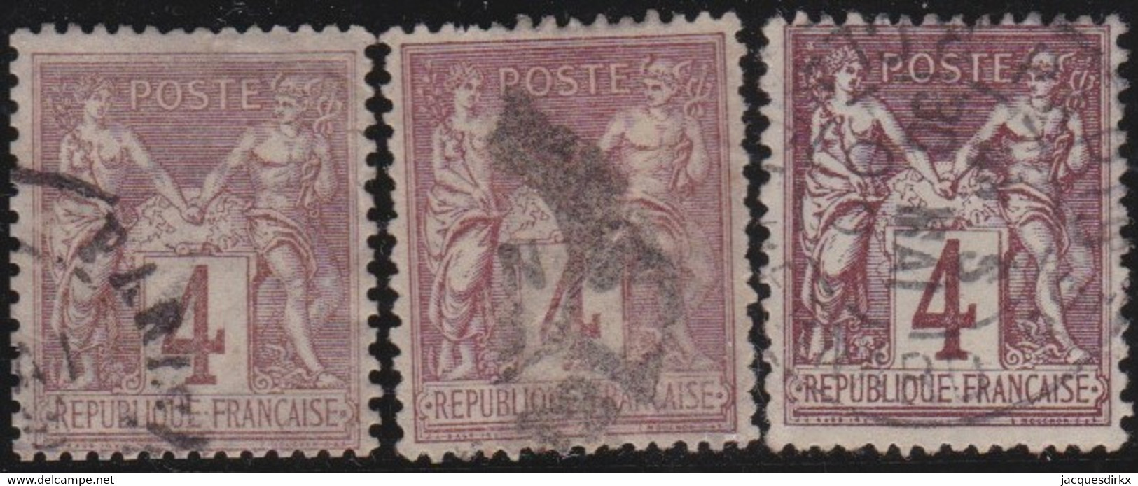 France    .  Y&T      .    88  3x       .      O    .     Oblitéré   .   /   .   Cancelled - 1876-1898 Sage (Type II)