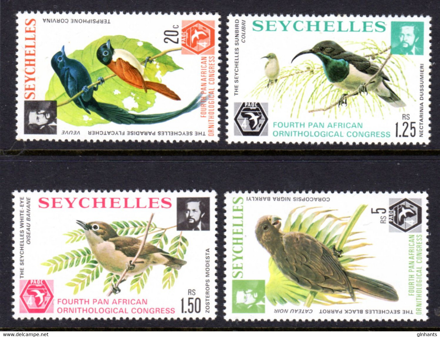 SEYCHELLES - 1976 ORNITHOLOGICAL CONGRESS BIRDS SET (4V) FINE MNH ** SG 369-372 - Seychellen (1976-...)