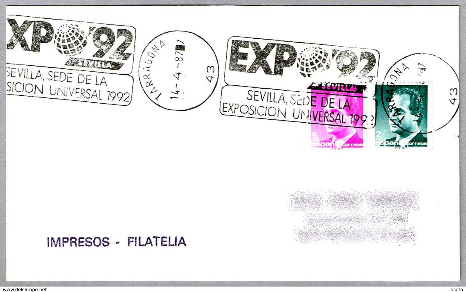 EXPO'92 - SEVILLA. Tarragona 1987 - 1992 – Siviglia (Spagna)