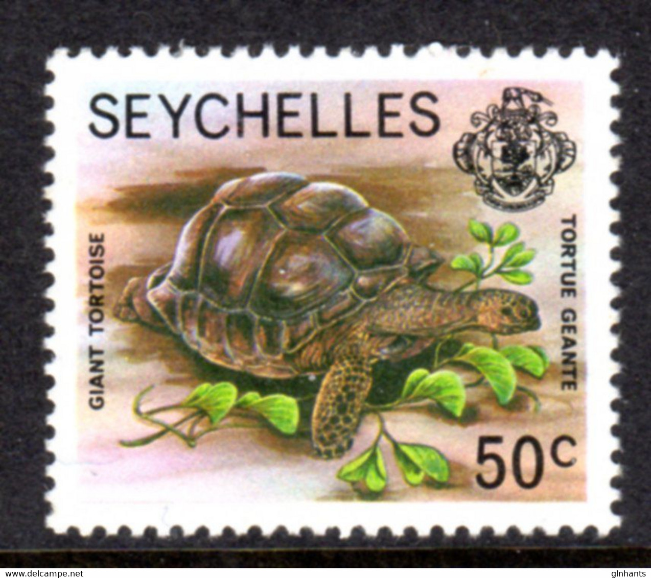 SEYCHELLES - 1977-1984 GIANT TORTOISE 1977 50c STAMP NO IMPRINT DATE FINE MNH ** SG 410A - Seychellen (1976-...)