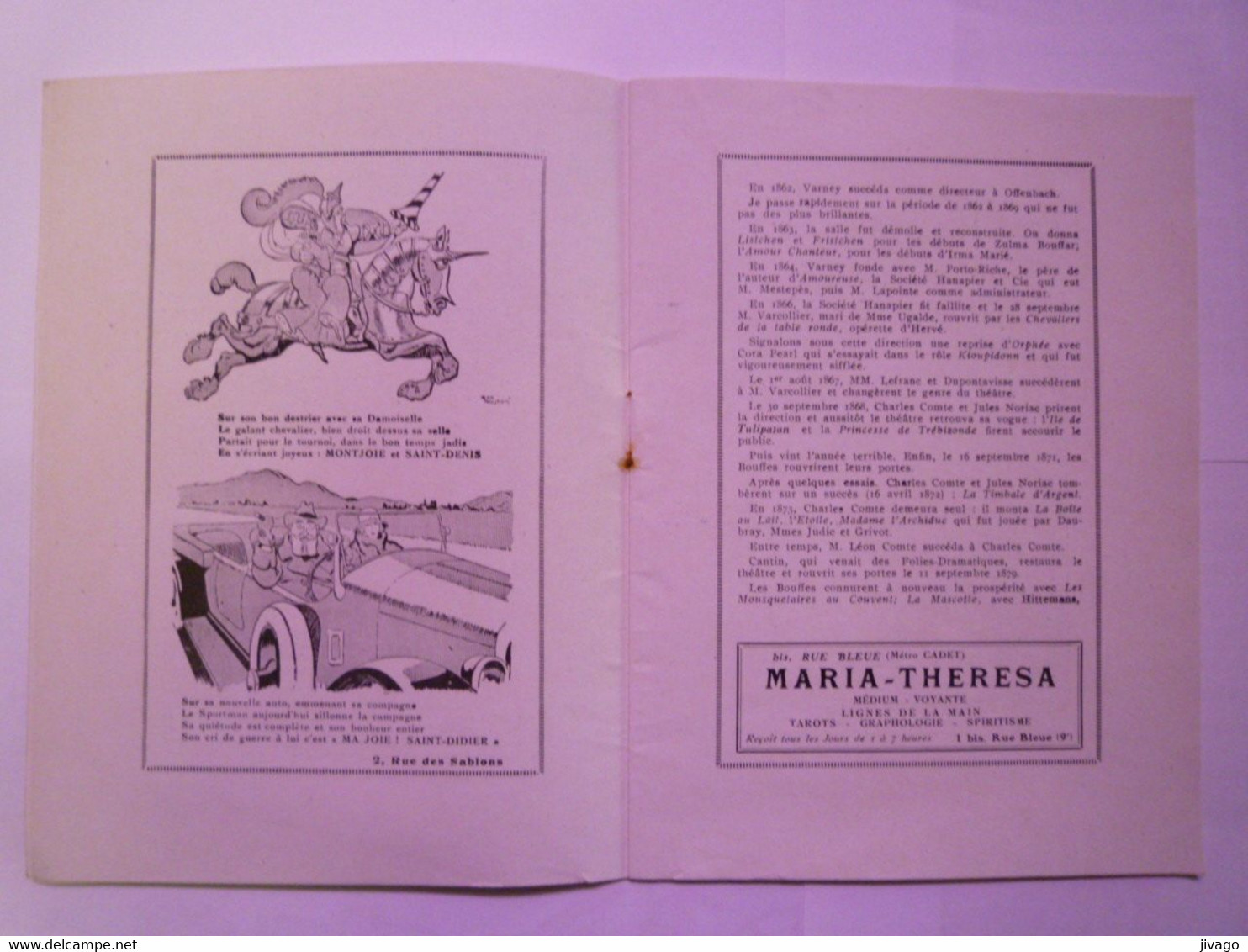 2020 - 8081  THEÂTRE Des BOUFFES-PARISIENS  :  Très Joli Programme Vers 1922   XXX - Programmes