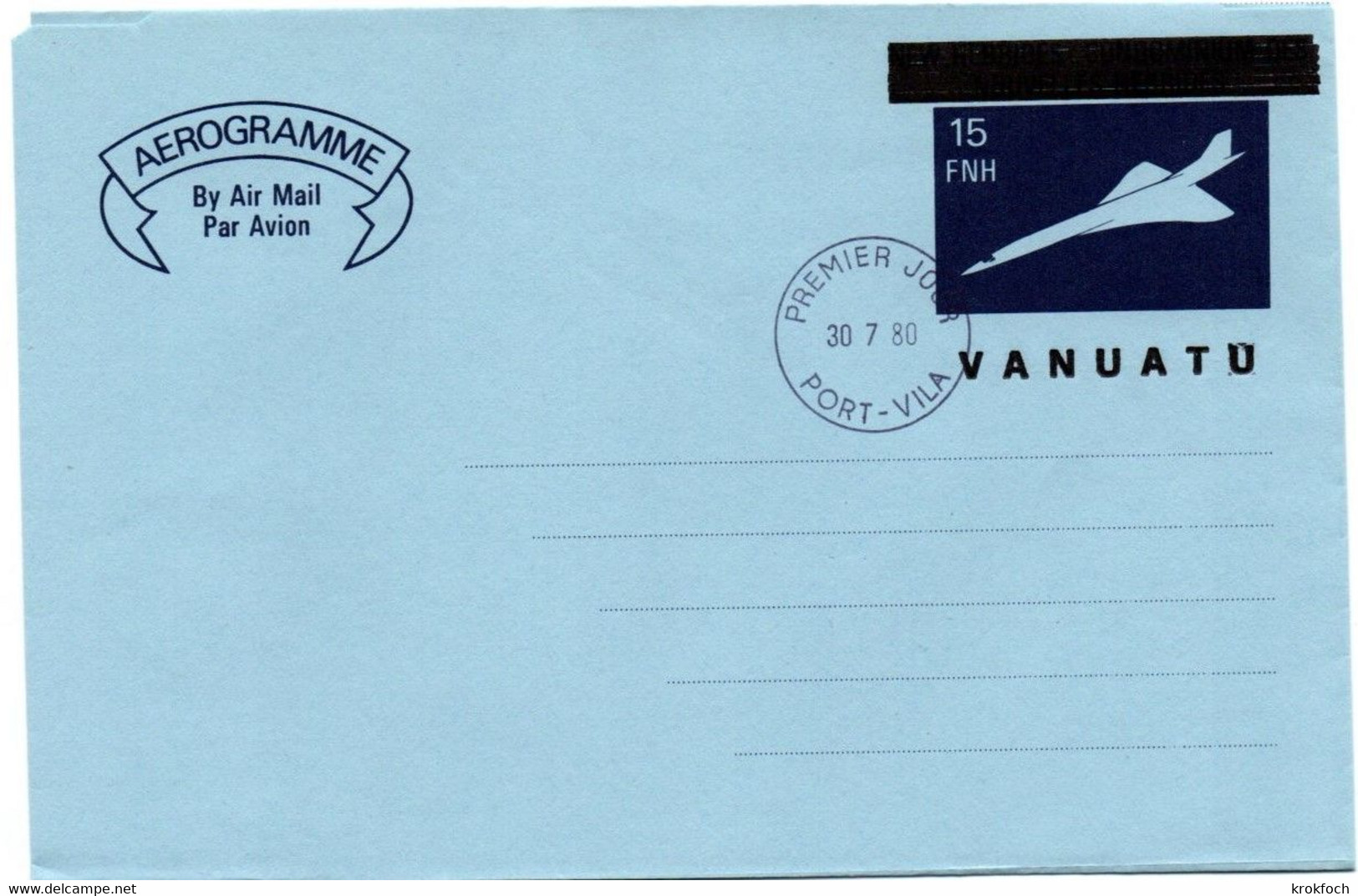 New Hebrides Surchargé Vanuatu - Aérogramme Concorde 1980 - Nouvelles Hébrides - Entier Stationery Ganzsache - Sonstige & Ohne Zuordnung