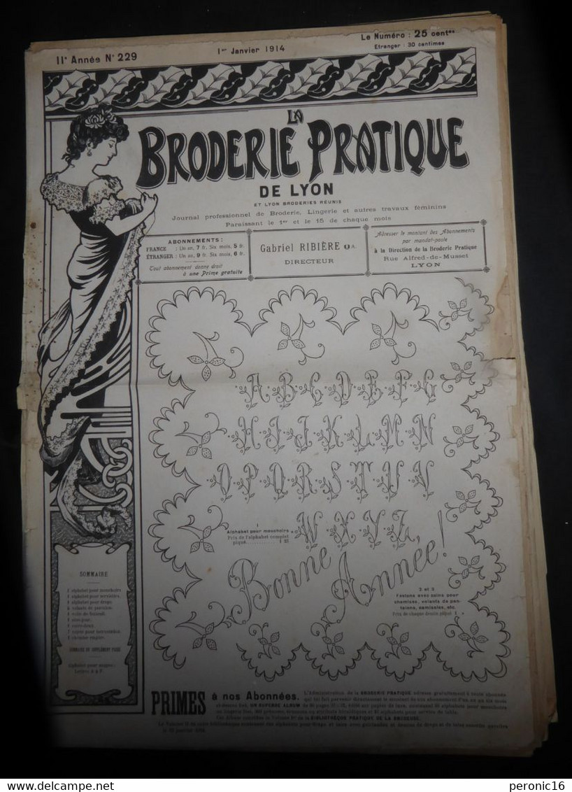 LOT DE 16 JOURNEAUX : LA BRODERIE  PRATIQUE DE LYON  1914, 1958, 1959, 1960,1963. - Dentelles Et Tissus