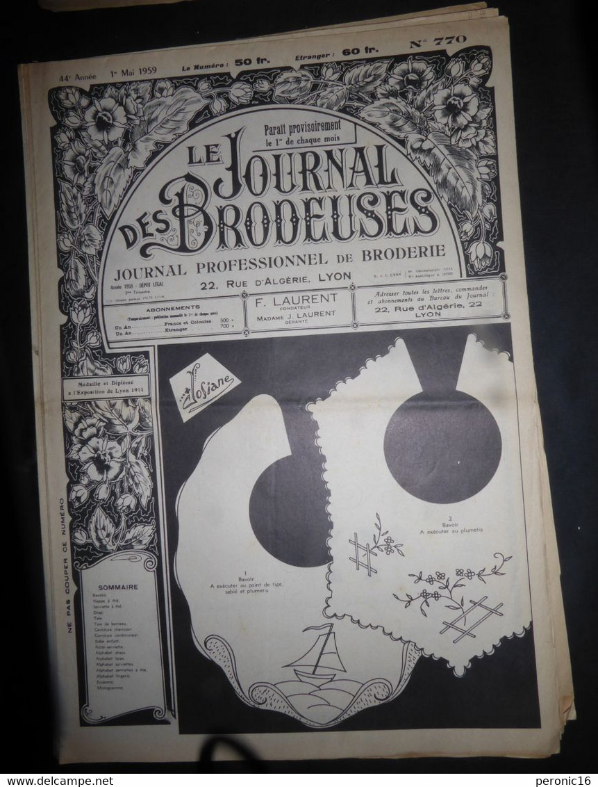 lOT DE 16 JOURNEAUX : LA BRODERIE  PRATIQUE DE LYON  1914, 1958, 1959, 1960,1963.