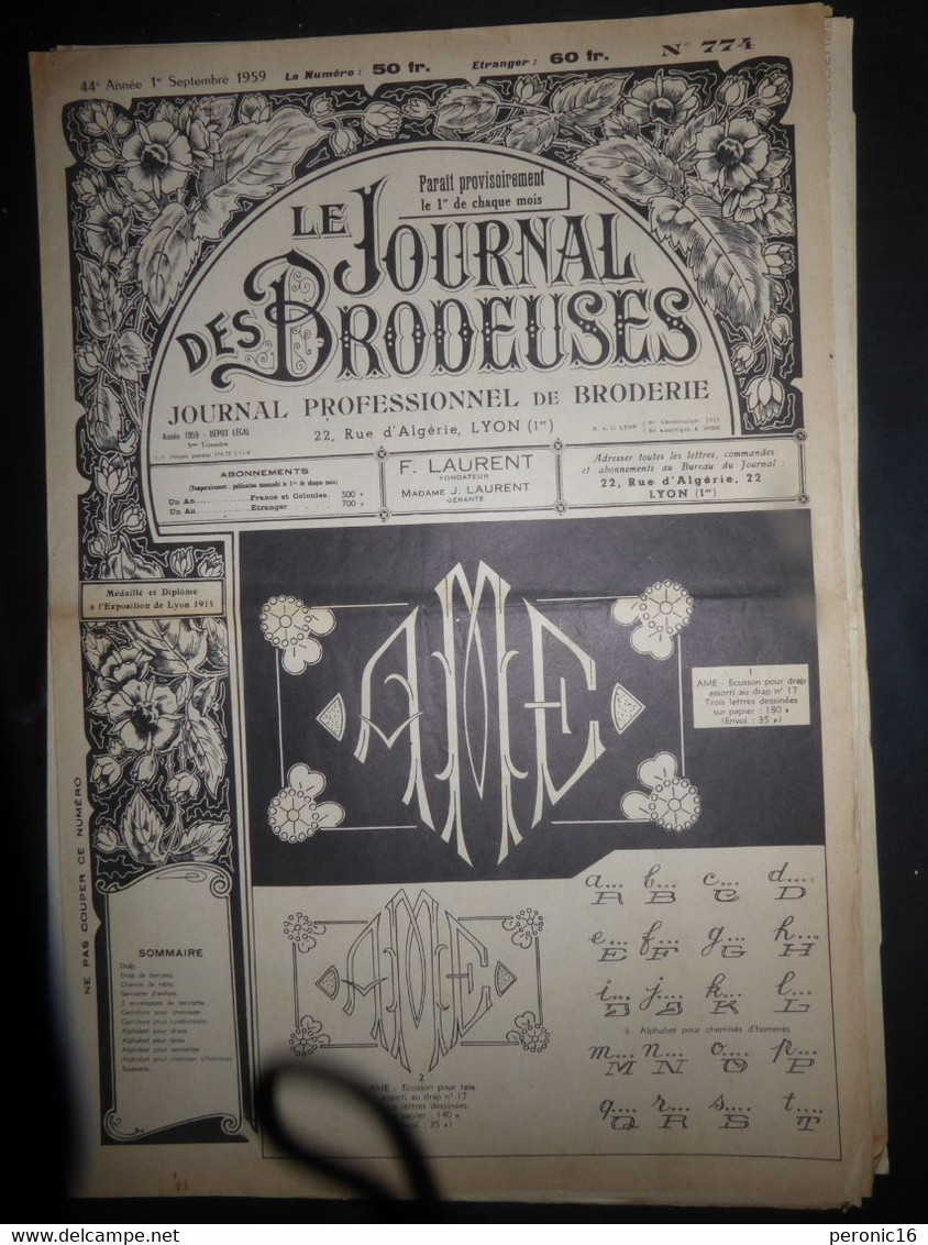 lOT DE 16 JOURNEAUX : LA BRODERIE  PRATIQUE DE LYON  1914, 1958, 1959, 1960,1963.