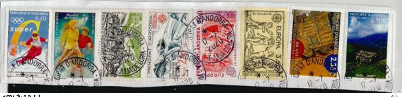 Timbres Andorre Oblitérés Cachets Ronds Sur Fragment Lettre Recommandée, Avec Hautes Faciales (7,80 Euro) - Used Stamps