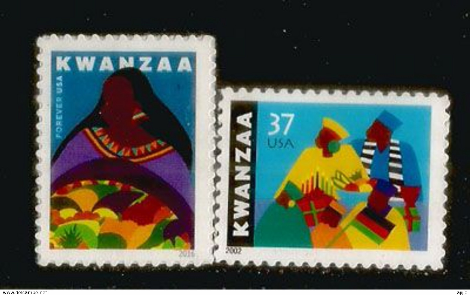 USA. African-American Festival Of Kwanzaa.  2 Timbres Neufs ** Différents  2002 - 2016 - Carnival