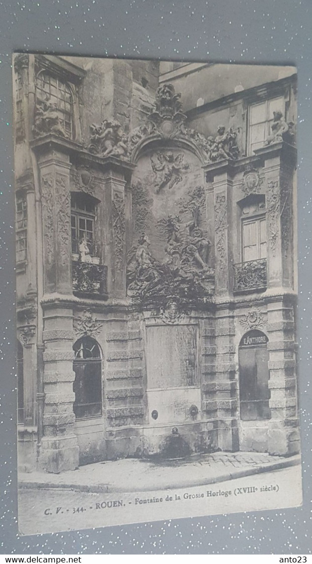 N°130, 15c Semeuse,  Variétés Différentes  Piquage Décalé Sur Cpa Rouen Fontaine Grosse Horloge  L Oblitération Coupée - Storia Postale