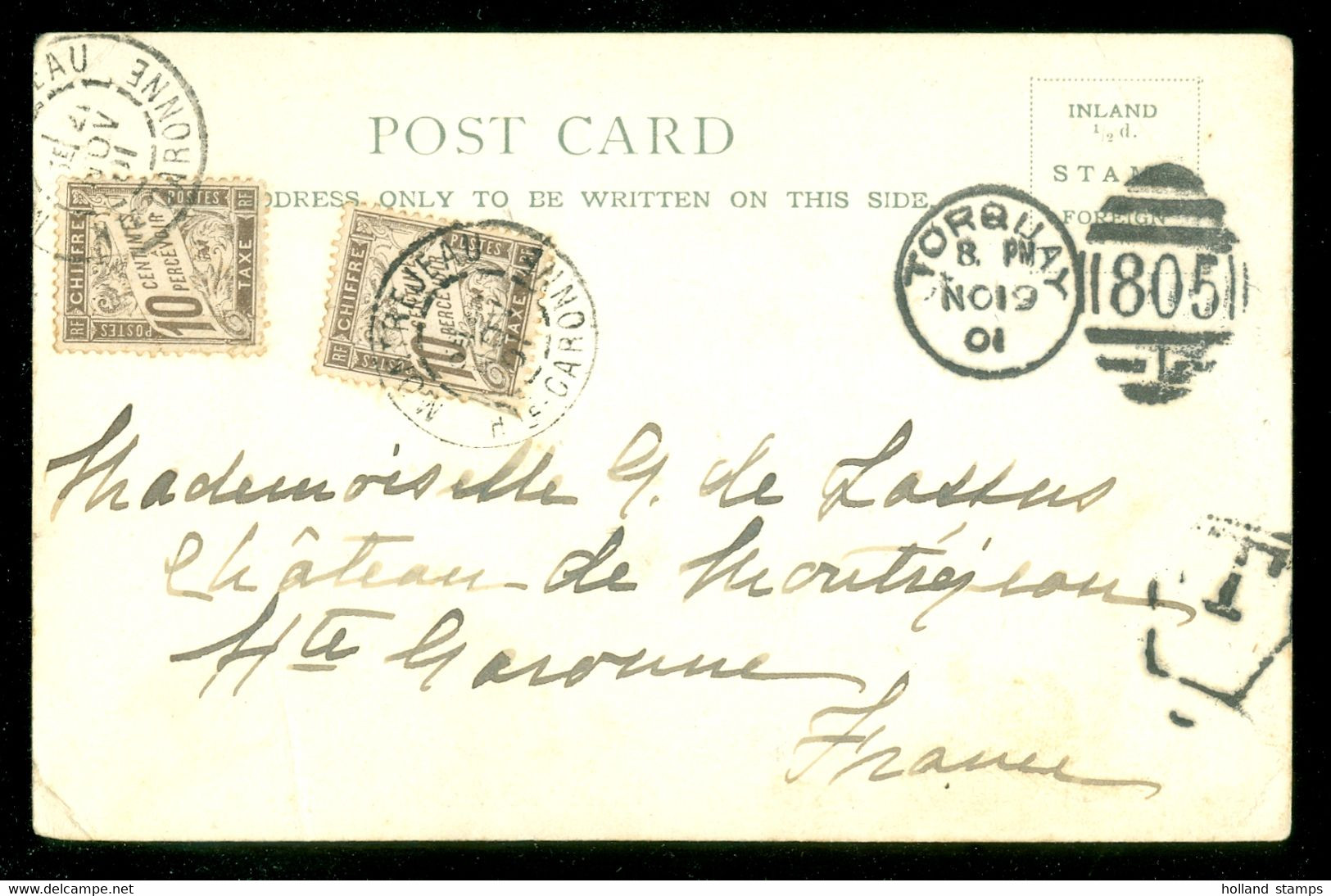 TAXE * PORT BELAST * HANDGESCHREVEN POSTKAART Uit 1901 Van TORQUAY AUSTRALIE Naar MONTREJEAU FRANCE    (11.846) - Postage Due
