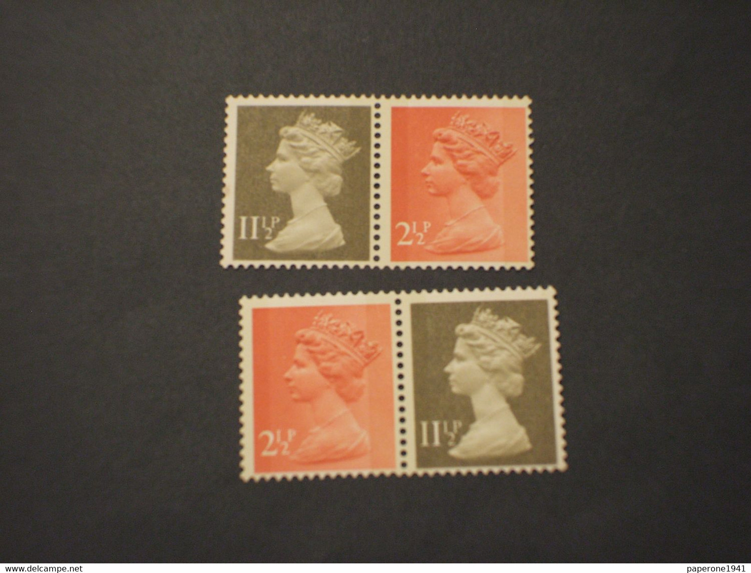 GRAN BRETAGNA - 1970/... REGINA  2 1/2 + 11 1/2  Uniti X 2 1(11 1/2 Banda Destra E Banda Sinistra) - NUOVI(++) - Unused Stamps