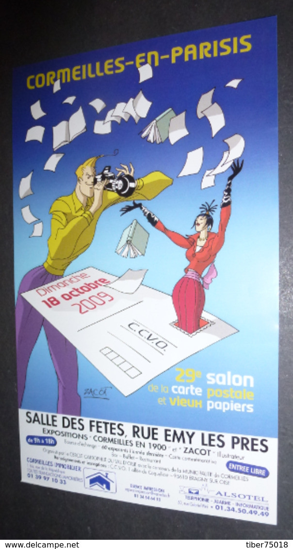 Affichette (format 12,5 X 21) 29e Salon De La Carte Postale - Cormeilles-en-Parisis - Illustration : Zacot - Zacot, Fernand