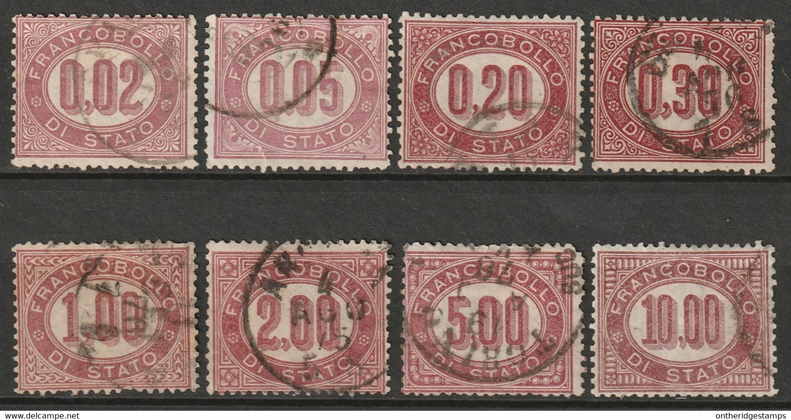 Italy 1875 Sc O1-8 Sa 1-8 Official Complete Set Used - Service