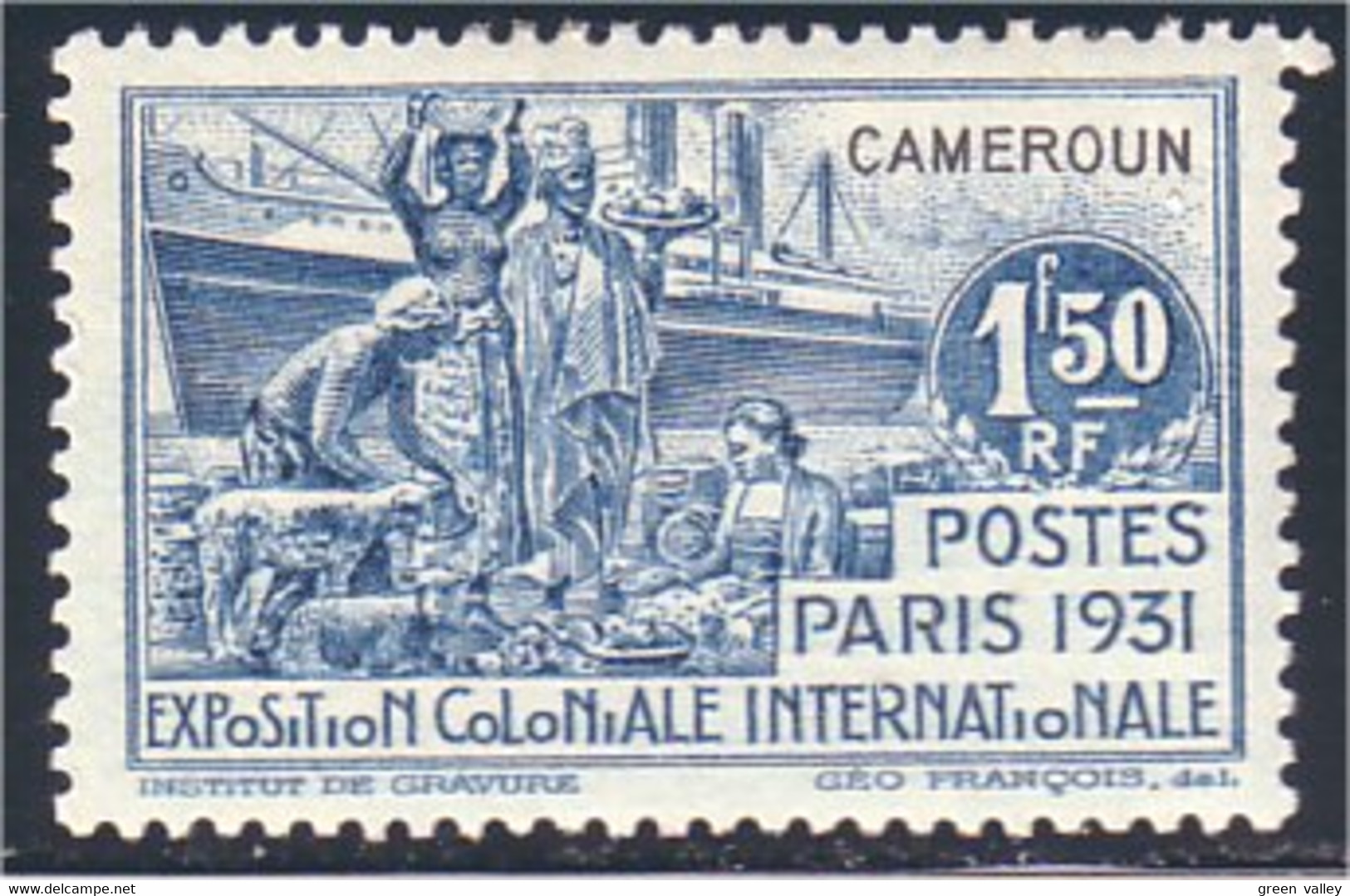 236 Cameroun 1f50 Expo Coloniale 1931 MH * Neuf CH (CAM-2) - Unused Stamps