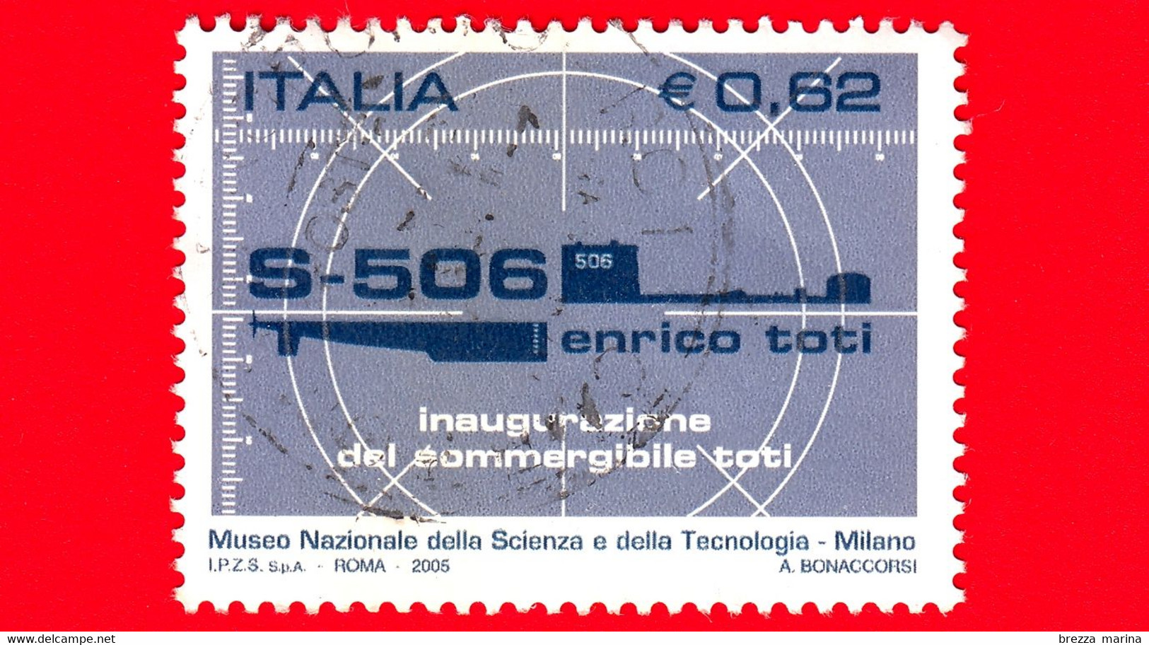 ITALIA - Usato - 2005 - Sommergibile Enrico Toti - Mirino Di Periscopio E Sagoma Del Sottomarino Toti - 0,62 - 2001-10: Usados