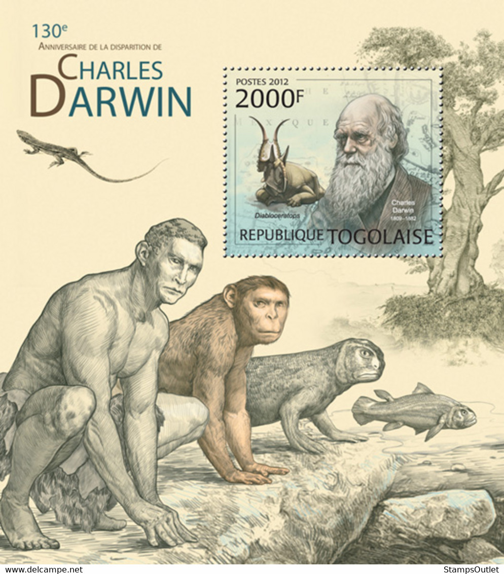 Togo 2012 MNH - Charles Darwin (130th Anniversary Of The Death. YT 614, Mi 4527/Bl.721 - Togo (1960-...)