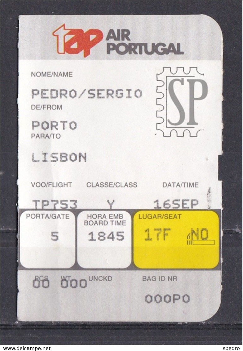 TAP Air Portugal Bilhete De Embarque Porto Lisboa TP753 Billet D'embarquement Transport Ticket Vervoerbewijzen Publicity - Europa