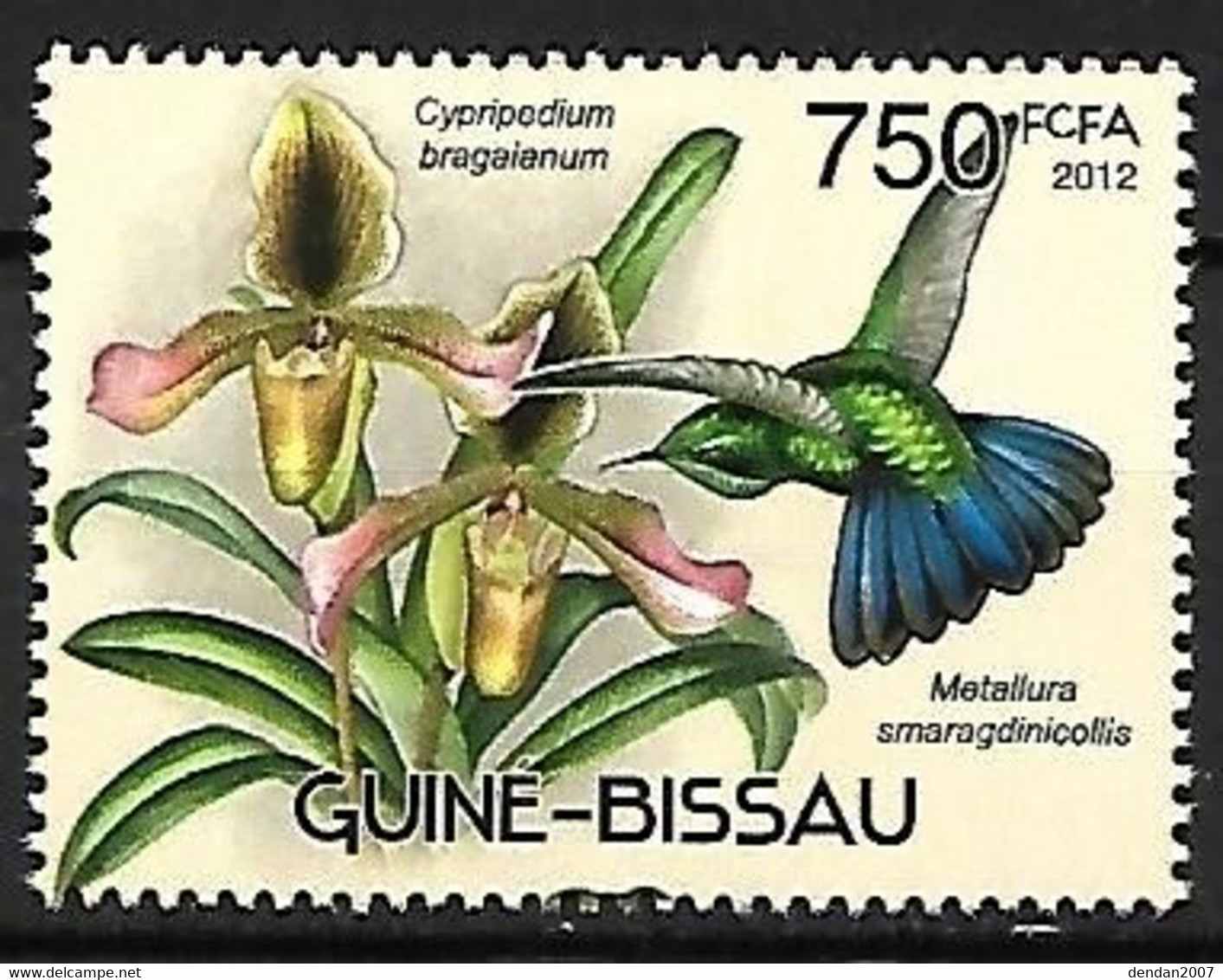 Guinea Bissau - MNH ** 2012 : Hummingbirds And Orchids : Tyrian Metaltail   - Metallura Tyrianthina - Segler & Kolibris
