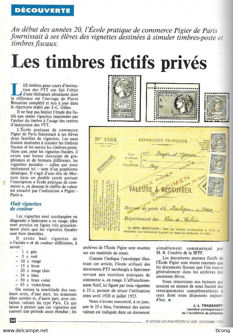 LE MONDE DES PHILATELISTES - JEAN PAUL II, TIMBRES FICTIFS PIGIER, DJIBOUTI, L INDOCHINE, POLAIRE LE BATEAU ALBATROS.... - Français (àpd. 1941)