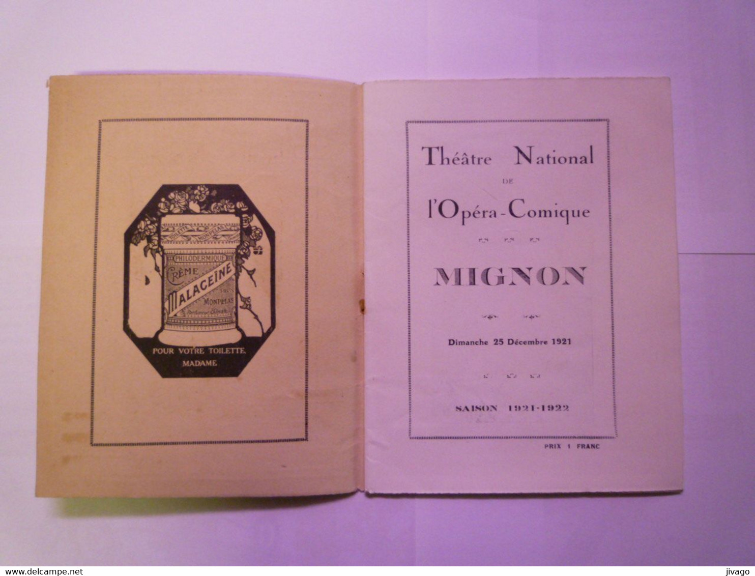 2020 - 8085  THEÂTRE NATIONAL De L'OPERA COMIQUE  :  Joli Programme  Saison 1921 - 1922    XXX - Programmes