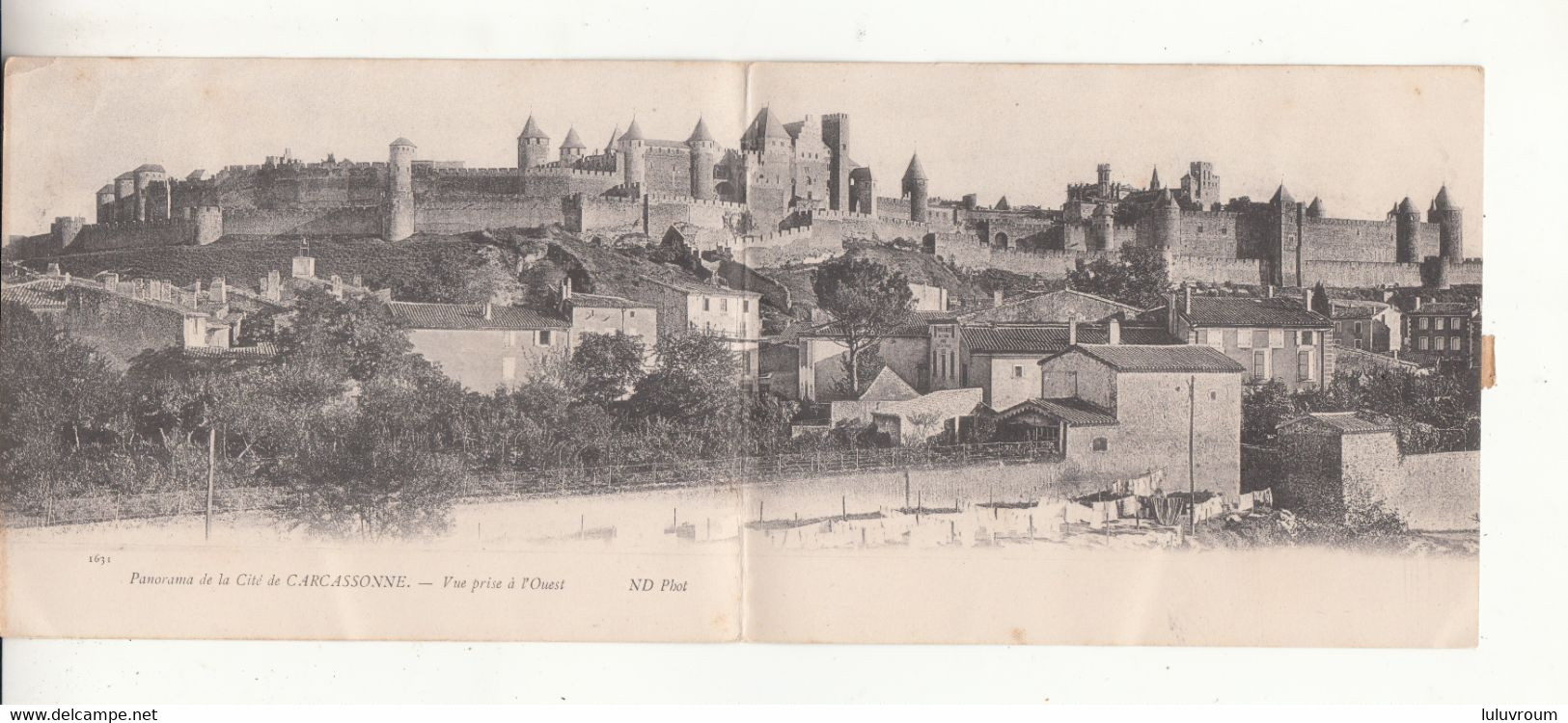 11 - Carcassonne - Panorama - Vue Prise De L'ouest - Grand Hôtel St-jean-baptiste - Carte Double (1904) - Carcassonne