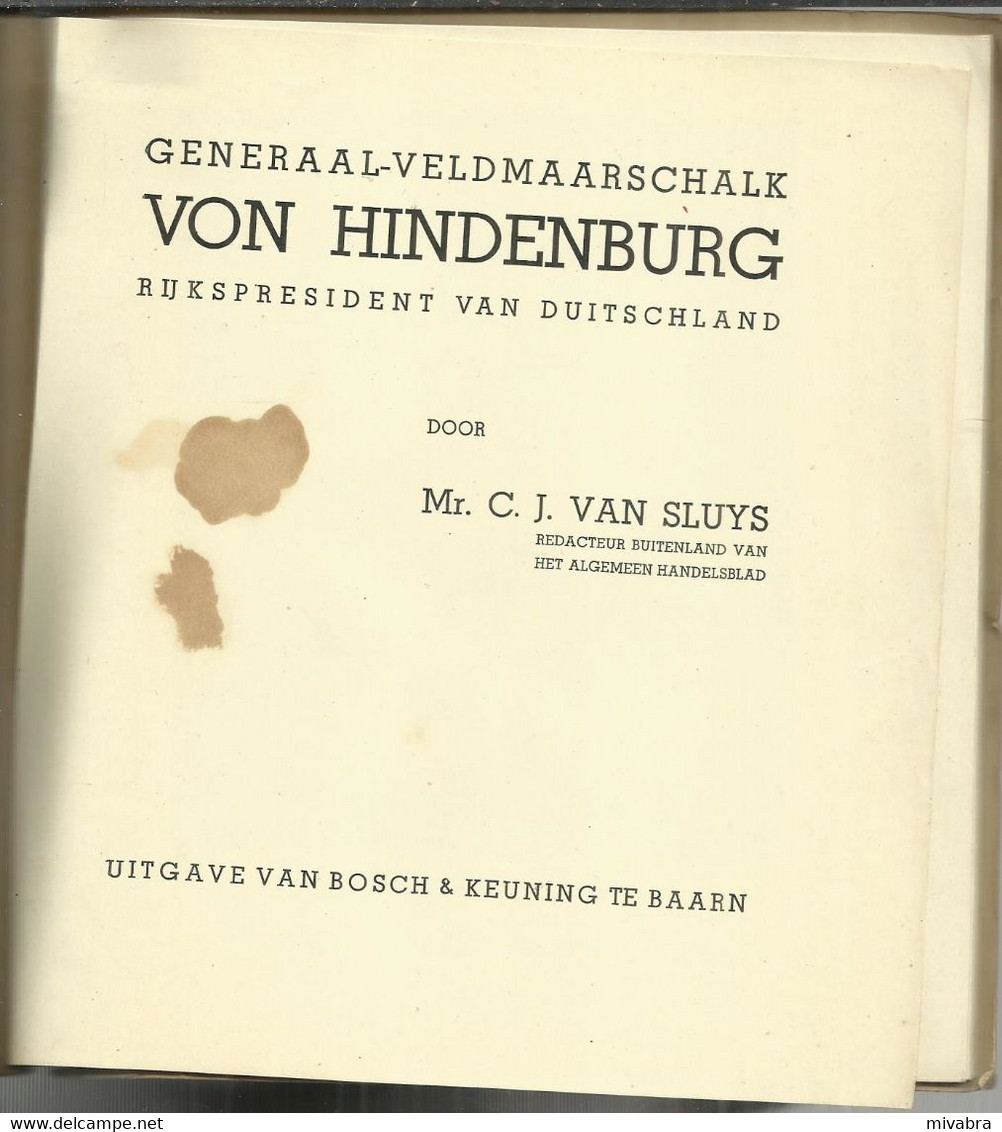 GENERAAL VELDMAARSCHALK VON HINDENBURG  RIJKSPRESIDENT VAN DUITSCHLAND - LIBELLENSERIE N° 27 - 1934 - Olandesi