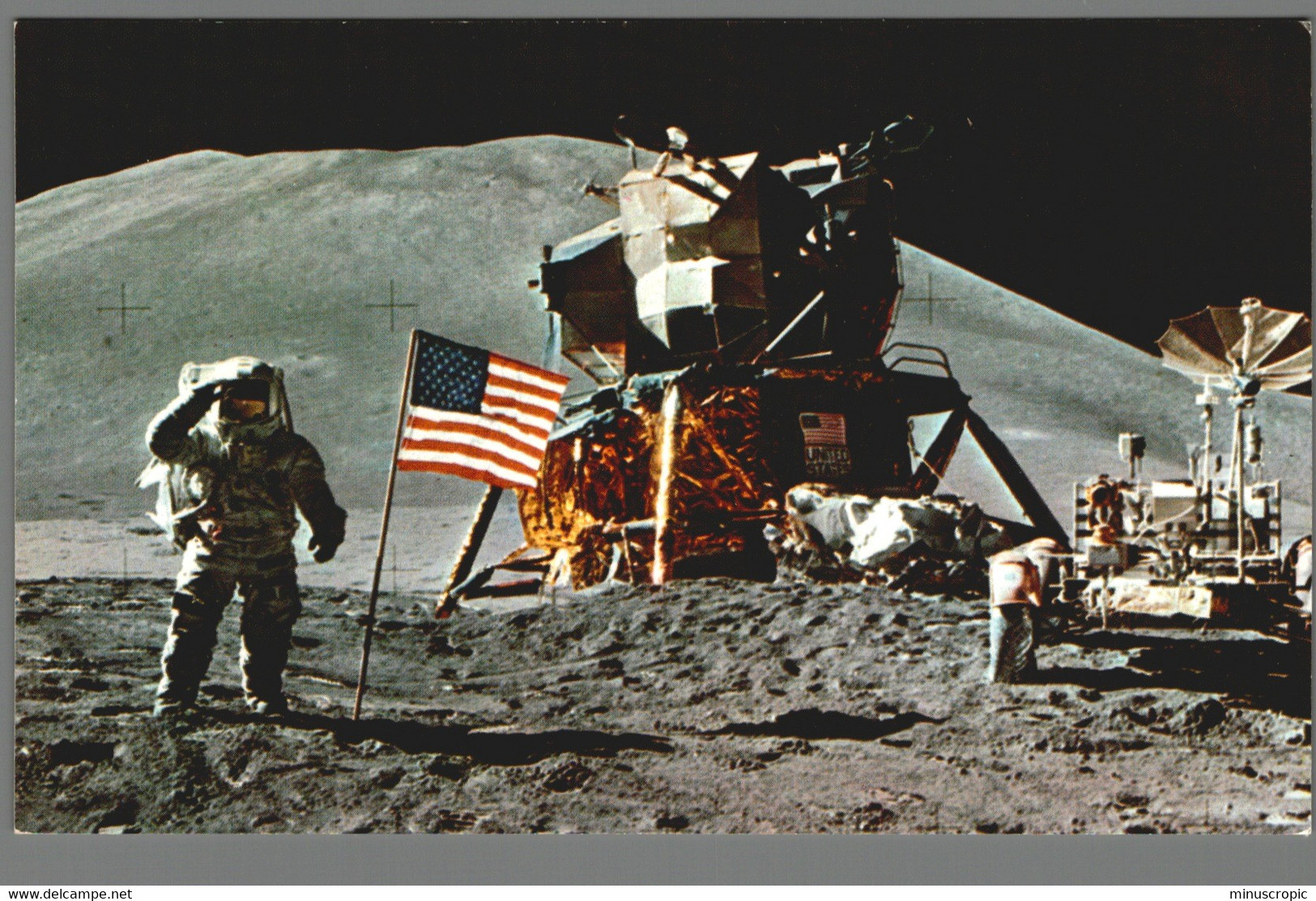 CPM USA - NASA Kennedy Space Center - Irwin Saluting Beside Flag - LM In Center - Ruimtevaart