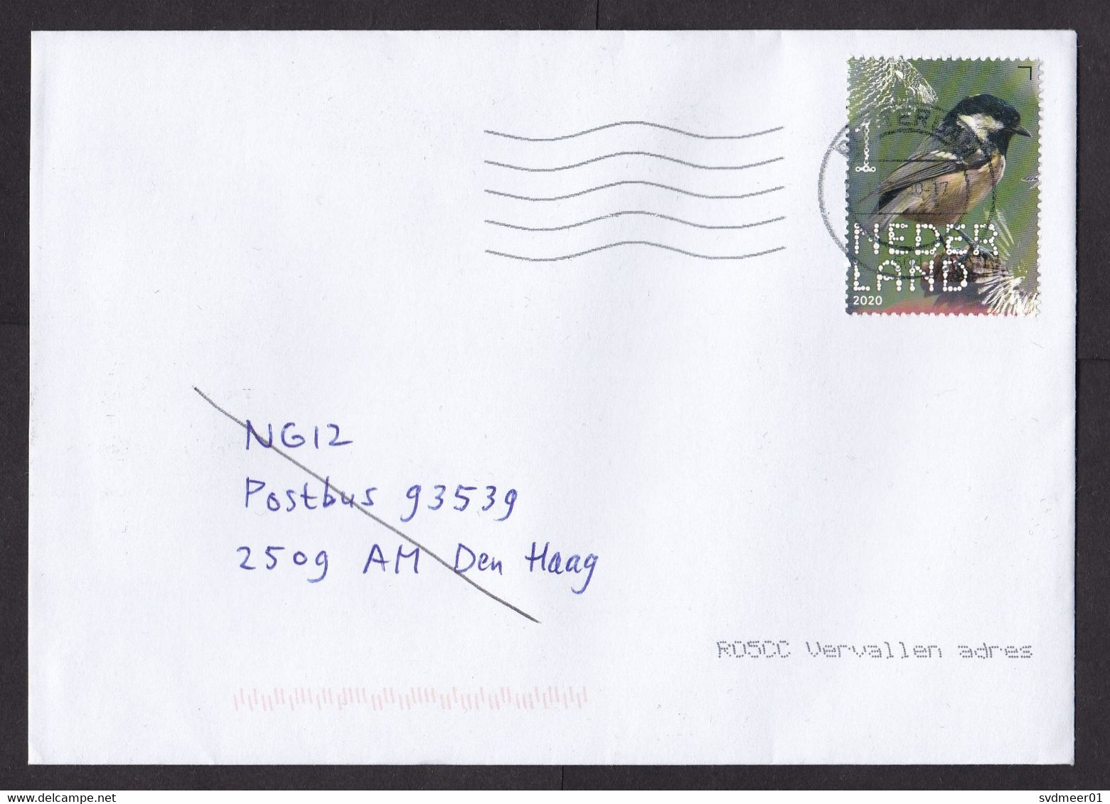 Netherlands: Cover, 2020, 1 Stamp, Titmouse Bird, Retour, Returned, Printed Address Cancelled (traces Of Use) - Storia Postale