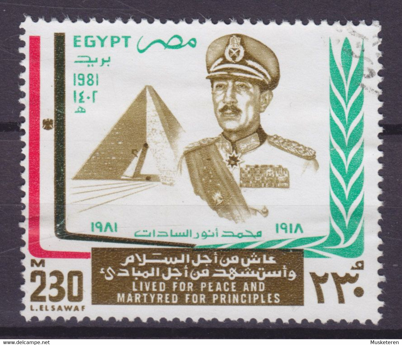 Egypt Egypte 1981 Mi. 1389    230 M President Sadat Death Of Tod Von - Gebruikt