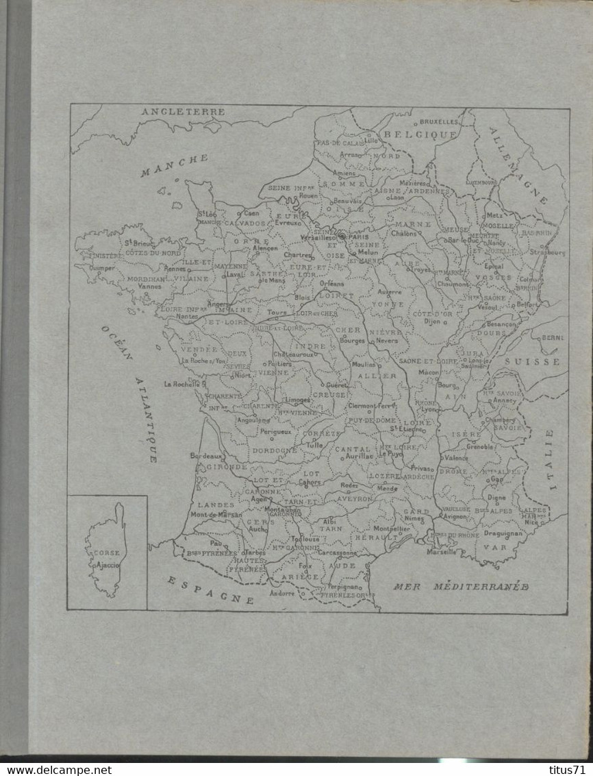 Protège Cahier Study - Carton Léger - EdT - Carte De France - Département 75 Avant 68 - Très Bon état - S