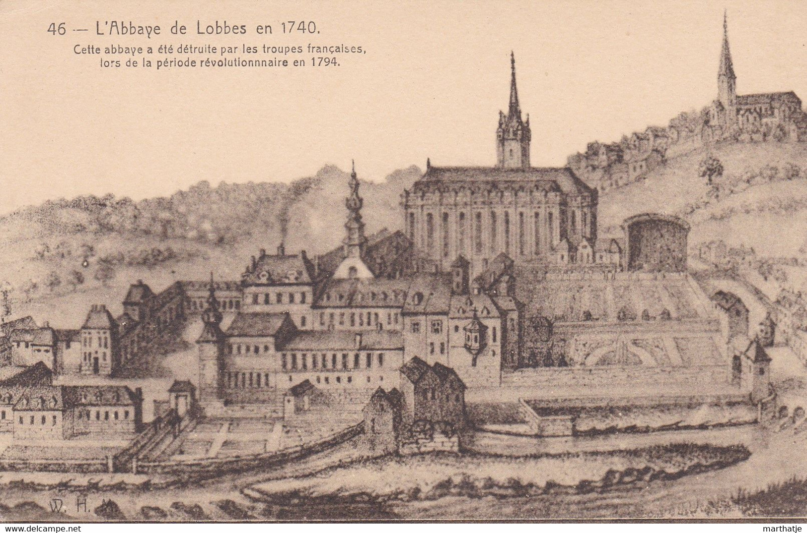 46 - L'Abbaye De Lobbes En 1740. - Lobbes