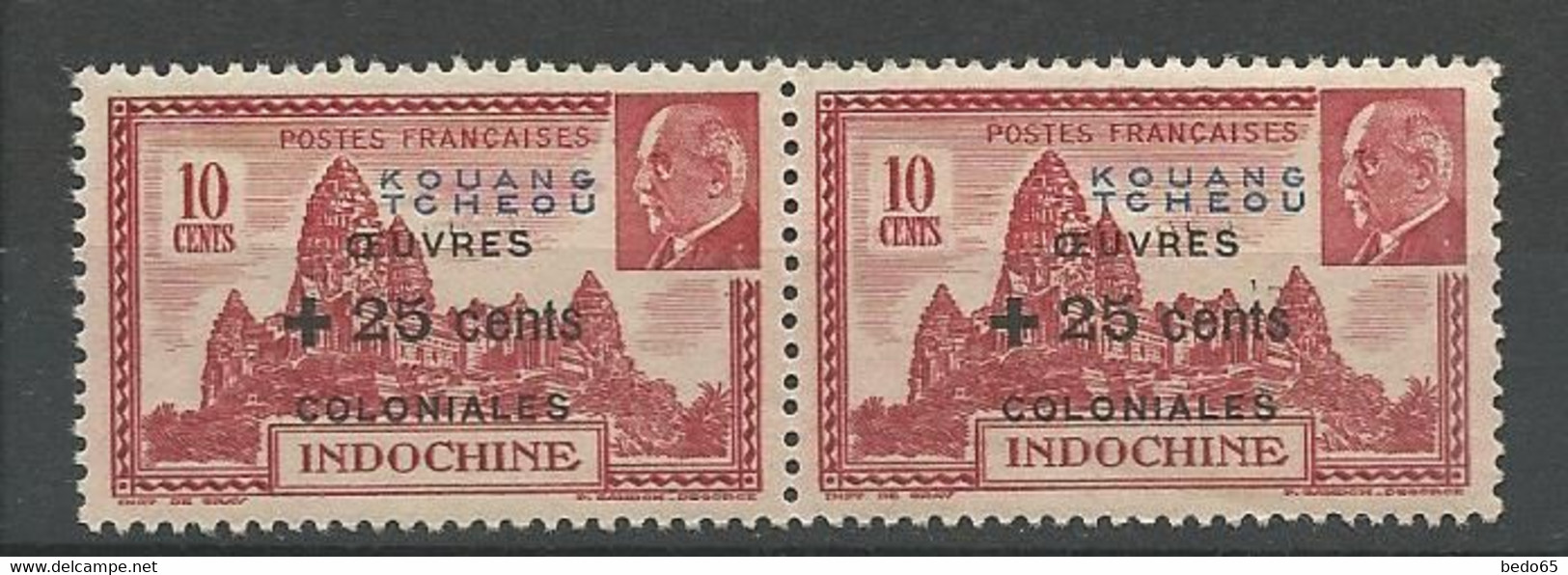 KOUANG-TCHEOU N° 156 Variétée K De KOUANG Déformé Tenant à Normal NEUF**  SANS CHARNIERE Petite Adhérence / MNH - Unused Stamps