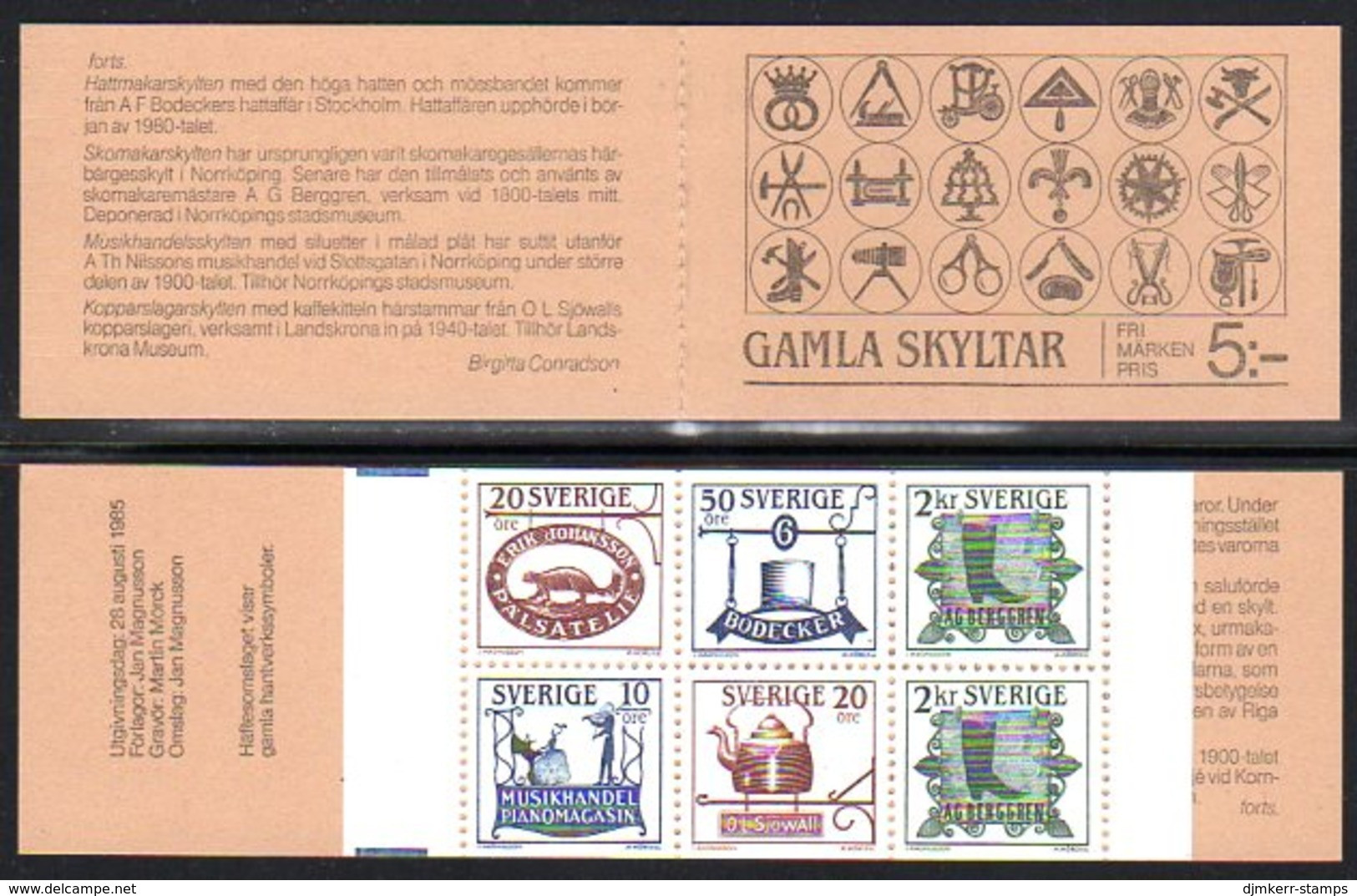 SWEDEN 1985 Old Trade Signs Booklet MNH / **.  Michel MH108 - 1981-..