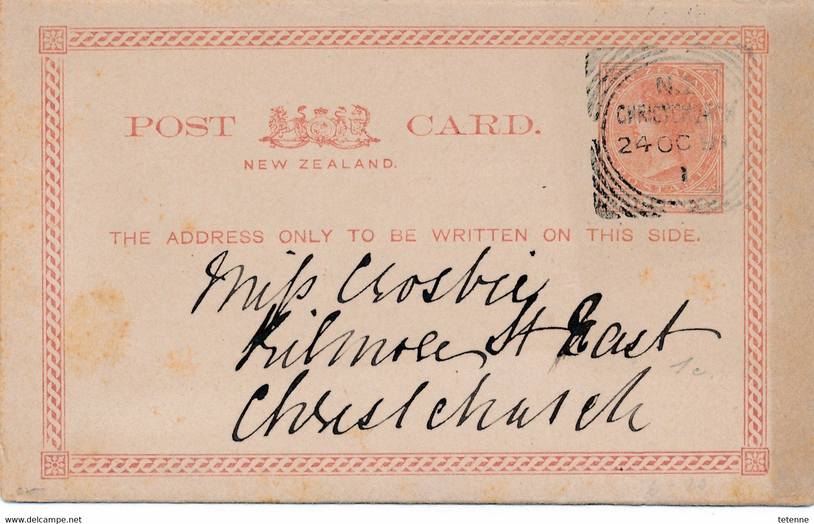 1 CARTE ENTIER  POSTAL POSTAUX NEW ZELAND ZEALAND De  CHRISTCHURCH 189? - Andere & Zonder Classificatie