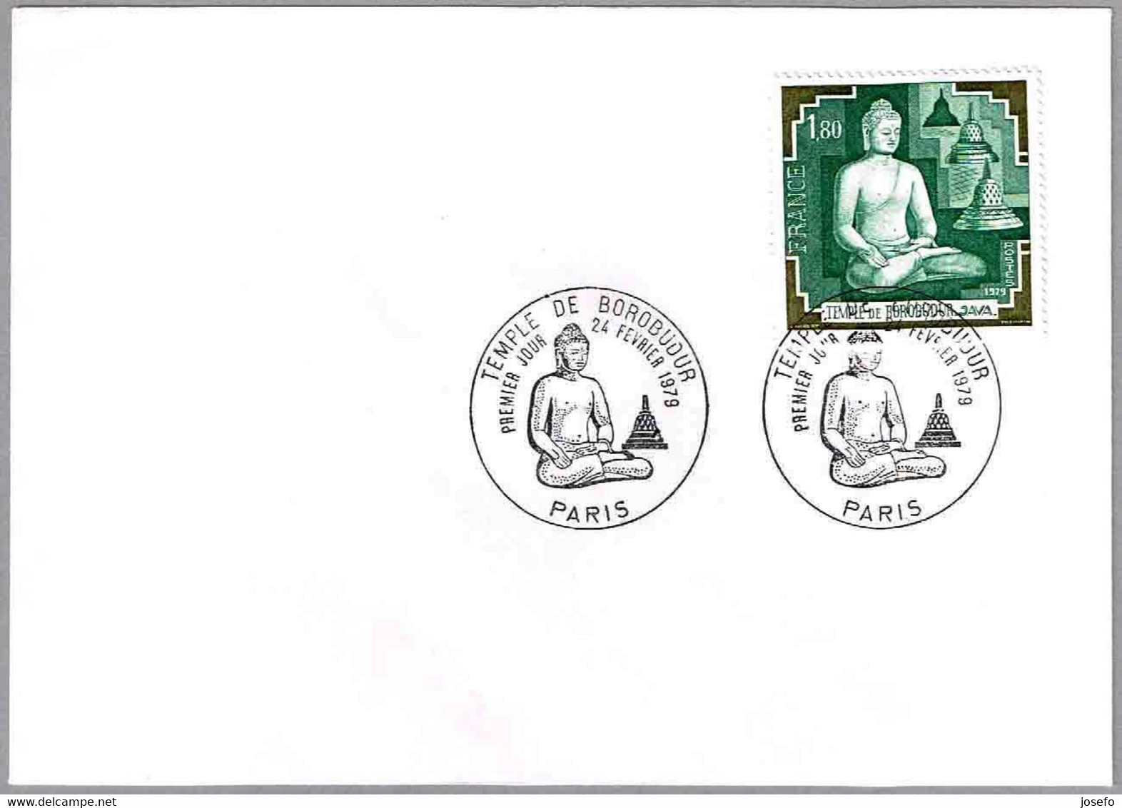 TEMPLO BUDISTA DE BOROBUDUR - Patrimonio De La Humanidad UNESCO. FDC Paris 1979 - Buddhism