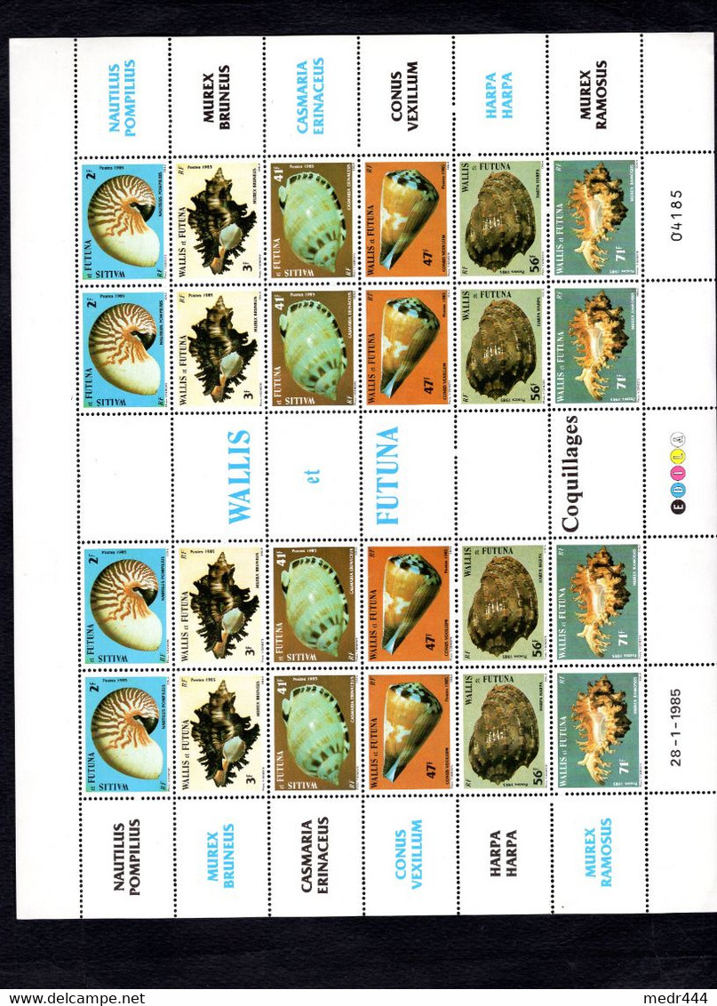 Wallis And Futuna 1985 - Sea Shells/Coquillages - Complete Perforated Full Sheet - MNH** - Excellent Quality - Lettres & Documents