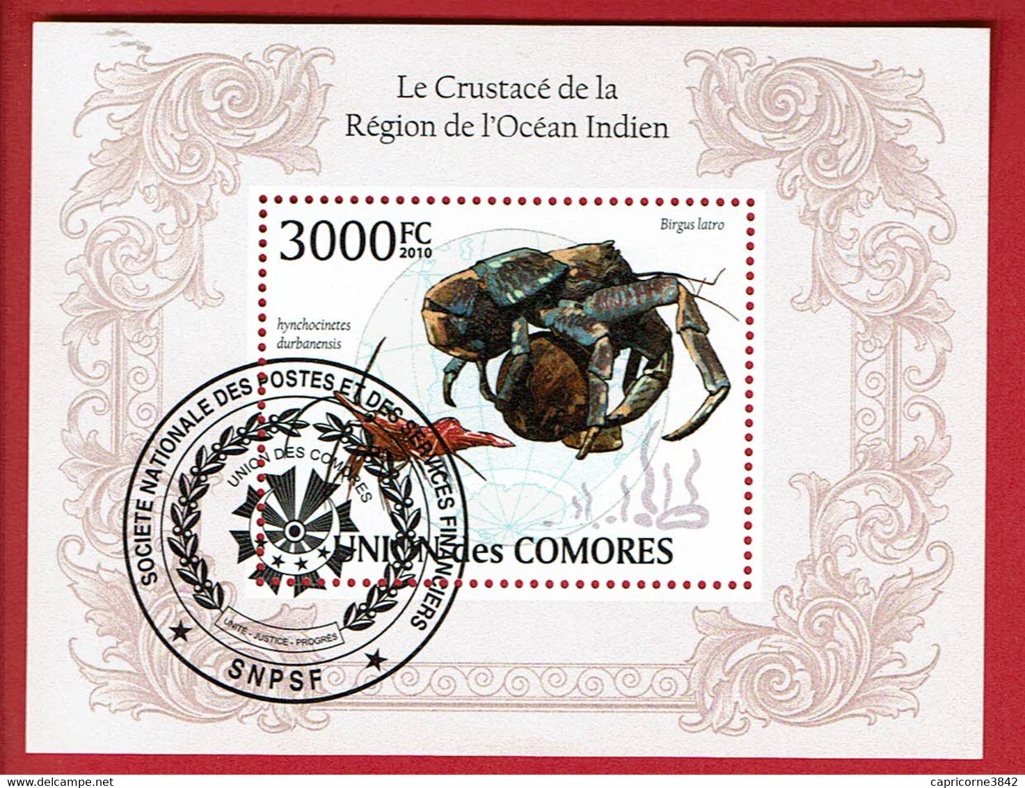 2010 - Comores - Bloc "Le Crustacé De La Région De L'Océan Indien" - Comores (1975-...)