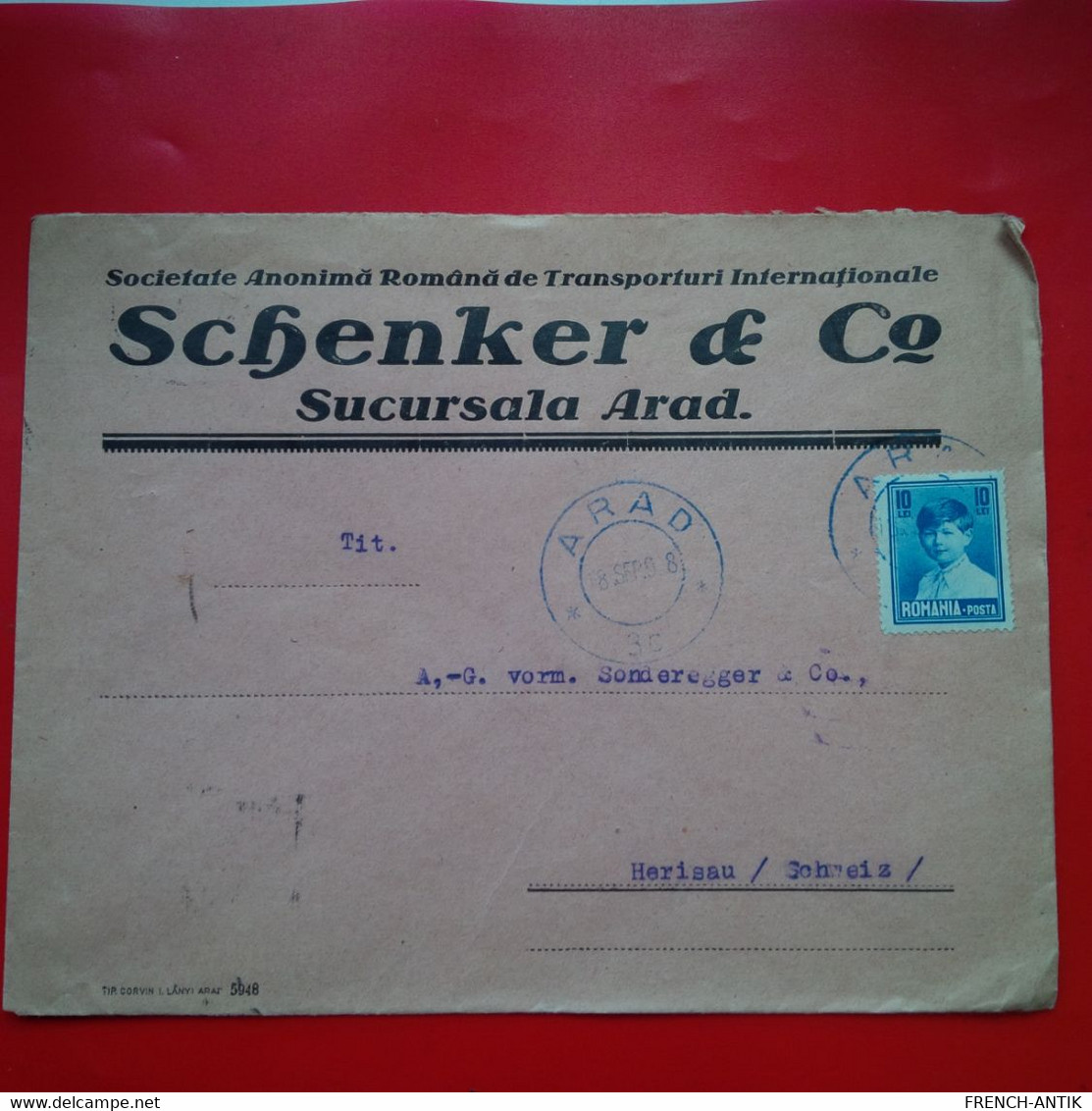 LETTRE ROUMANIE ARAD POUR HERISAU SUISSE SCHENKER AND CO - Cartas & Documentos