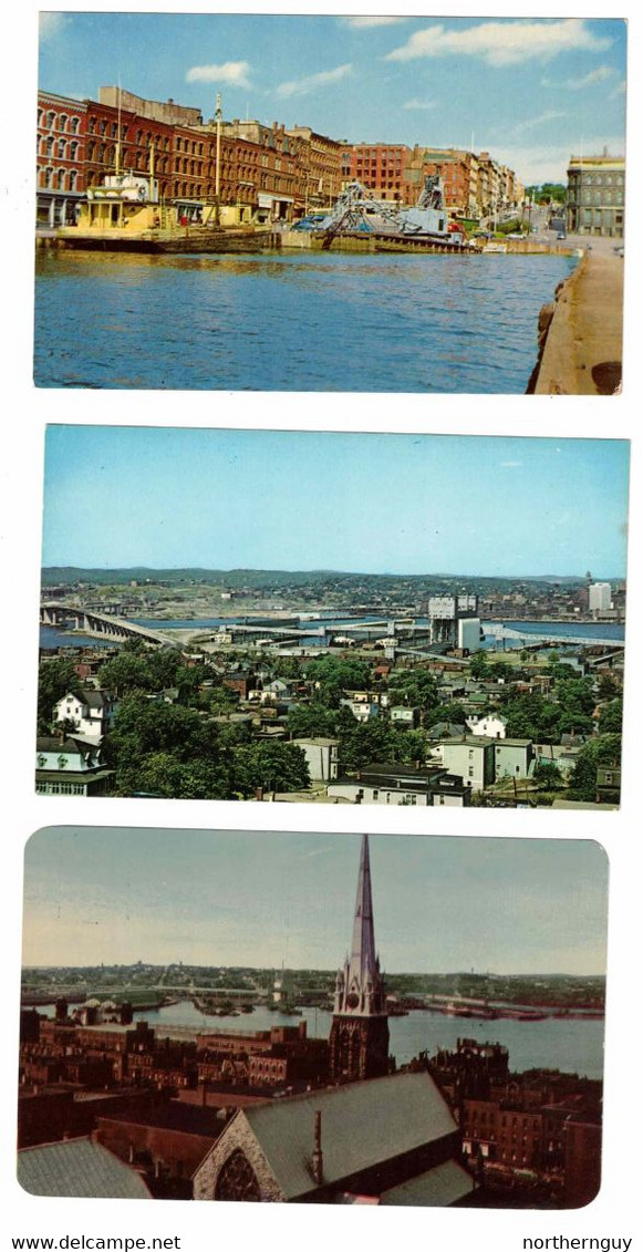 3 Different ST. JOHN, New Brunswick, Harbour, Old Chrome Postcards - St. John