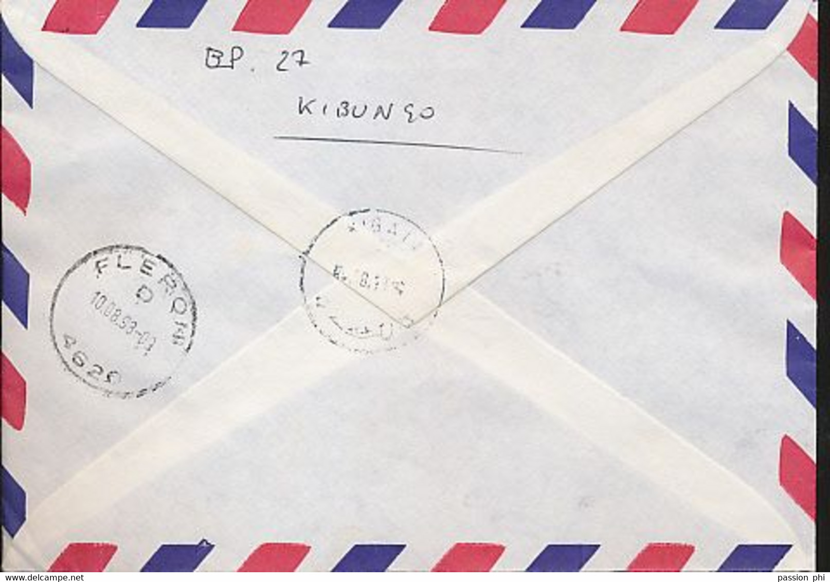 RWANDA REGISTERED COVER FROM KIGALI 1980 TO BELGIUM INVERTE OVERPRINT - Usados