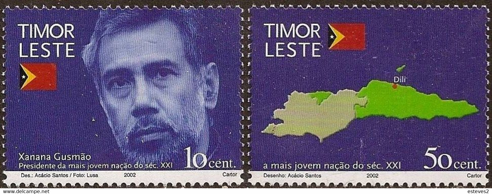 East Timor , 2002 , Complete Series , Timor Leste , Xanana Gusmão , Map - East Timor