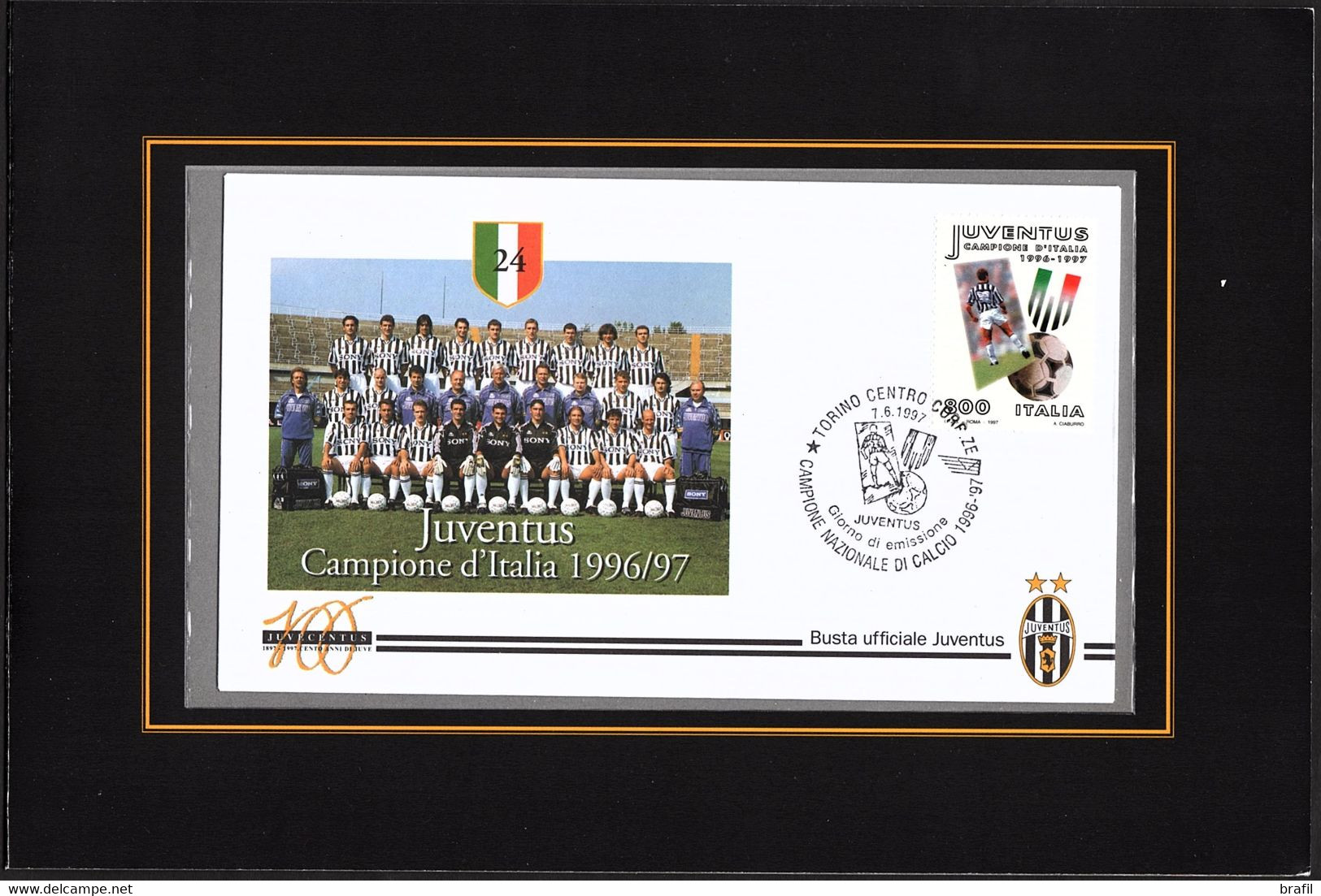 1997 Italia, F.D.C. Juventus Campione Su Folder Edito Dalla Bolaffi - FDC