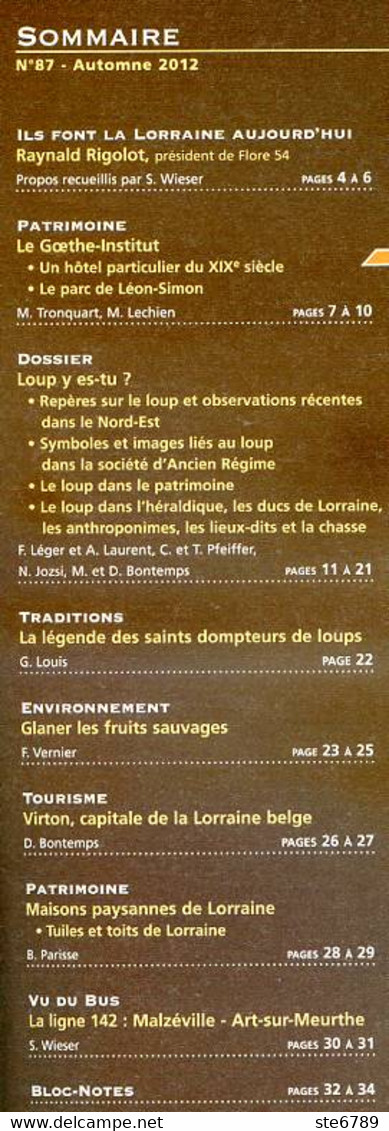 LA GAZETTE LORRAINE N° 87 Le Loup , Fruits Sauvages , Virton , Nancy Goethe Institut - Lorraine - Vosges