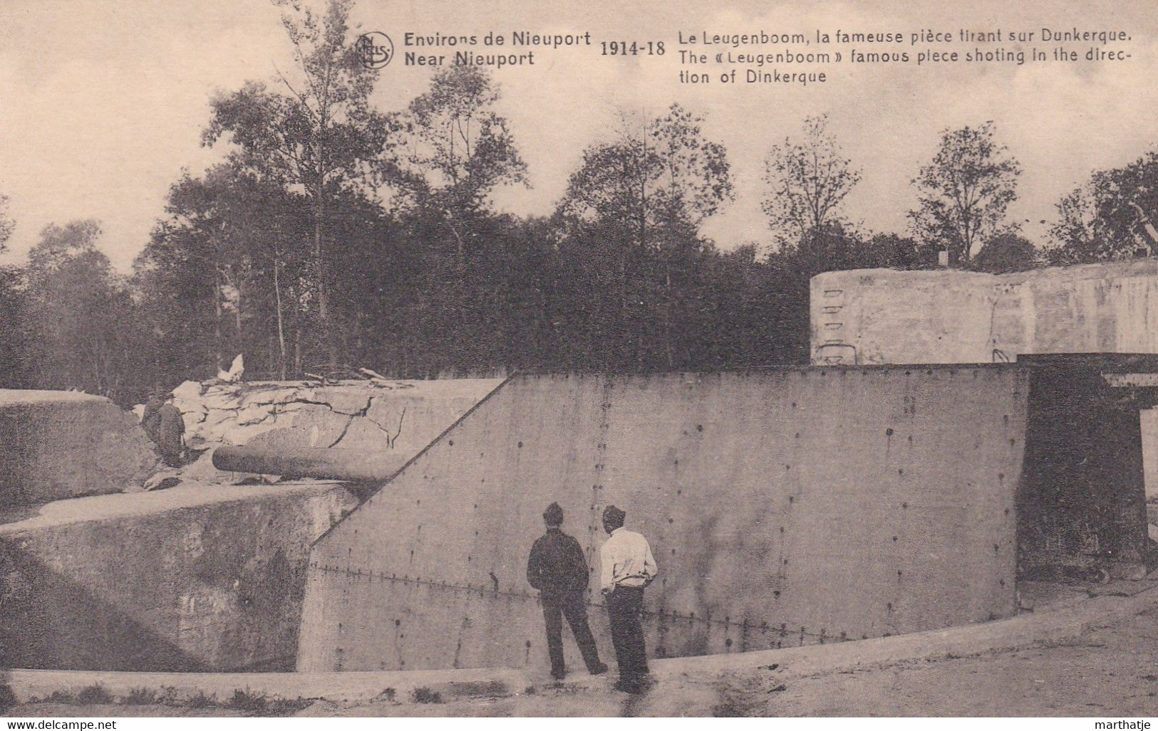 Environs De Nieuport 1914-18 - Le Leugenboom, La Fameuse Pièce Tirant Sur Dunkerque (met Volk Errond) - Koekelare