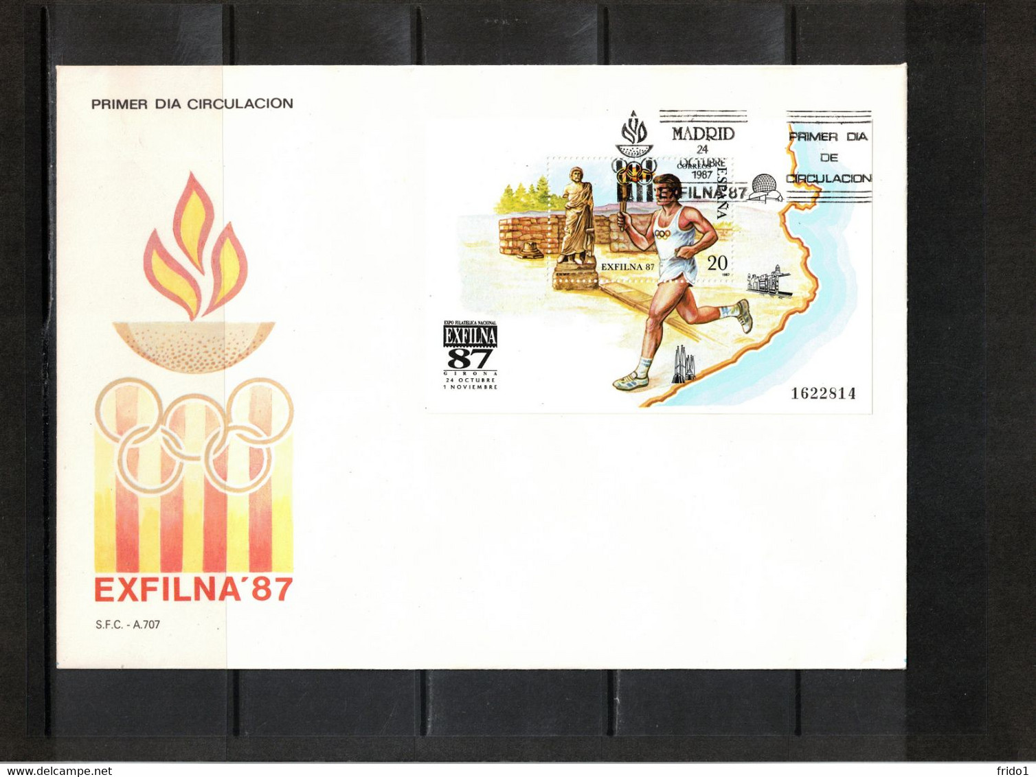 Spain / Spanien 1987 EXFILNA Stamp Exhibition Olympic Games Barcelona Torch Running FDC - Summer 1992: Barcelona